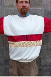 Upper Body Man White Casual Sweater Average